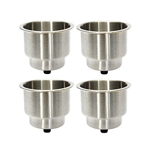 Marinebaby 4PCS Stainless Steel Cup Drink Holder with Drain Marine Boat Rv Camper