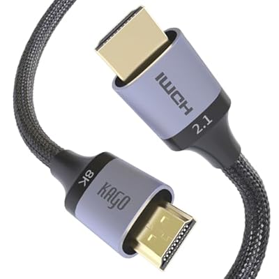 KAGO 8K HDMI 2.1 Cable - Ultra High Speed 8K@60Hz,4K@120Hz 144Hz 48Gbps,10Ft HDMI Cord with Nylon Braided, Support HDCP HDR eARC Dolby, Compatible with PS5 Xbox Series X Nintendo Switch TV(3Ft)