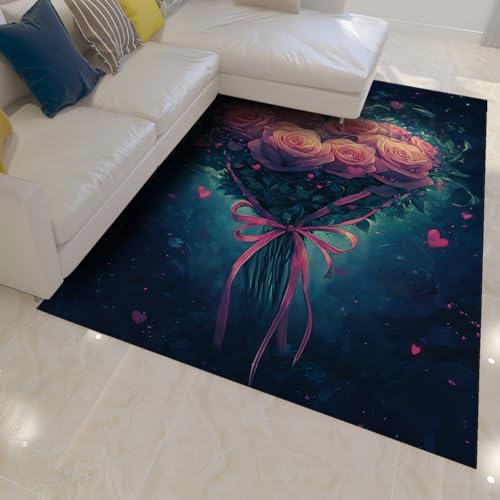 Tapis Saint Valentin décoration romantique grand tapis salon lavable - 3