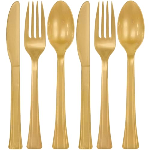 Assorted Gold Plastic Cutlery (Pack of 24) - Elegant, Durable & Disposable Party Supplies for Every Occasion