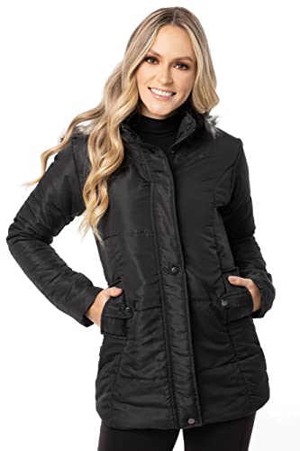 Sobretudo Jaqueta Feminina Com Capuz Removível Frio Inverno (Preto, M)