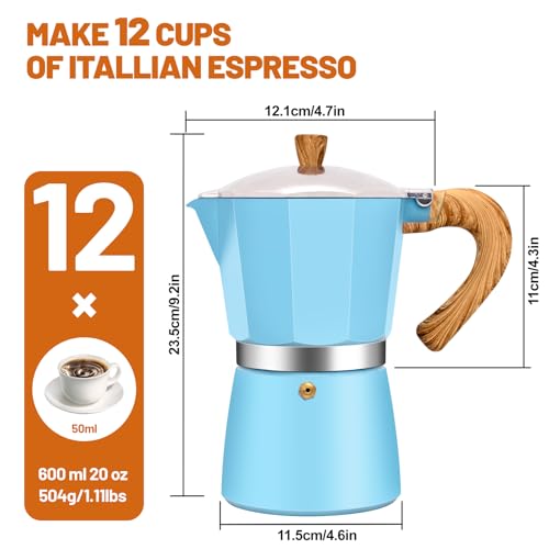 Image of 12 Cup Aluminum Espresso Stovetop Coffeemaker Percolator Italian Coffee Maker Moka Express Classic Cafe Maker for Italian and Cuban Cafe Brewing Greca Coffee Maker 600ml 20oz