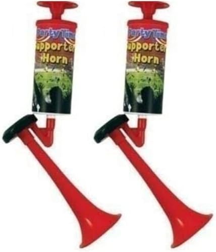 PEBBLE HUG 2pc Air Horn Pump, Gasless Air Horn with Pump Action, 10 Inch Noisemakers for Sporting Events, Parties, Celebrations, Fun Birthday (Pack of 2)