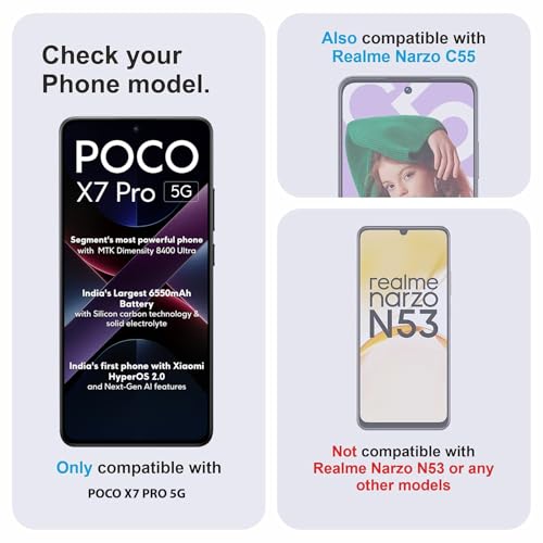 Image of Tempered Glass Screen Protector Compatible for POCO X7 PRO 5G / POCO X7 PRO with Edge to Edge Coverage and Easy Installation Kit