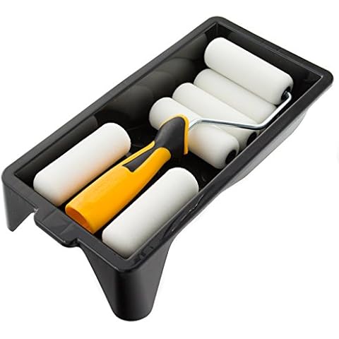 Coral 43401 Easy Coater Paint Mini Roller Kit with High Density Foam Covers for Gloss 4 inch 8 piece pack set , Yellow Cover