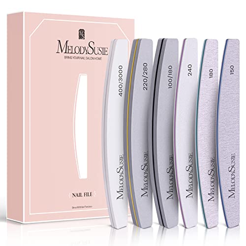 Melodysusie Nail File Buffer Set To File, Shape, Smooth, Buffer And Shine Nails, Double Sided Emery Boards Nail Files For Acrylic Nails, Manicure Pedicure Tools For Home And Salon Use #TOP27