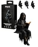 biqozi Gothic Dark Fantasy Reading Figure, 2026 New Hooded Reaper Skeleton Demon Resin Figurine, Sitting Book Reader Statue for Bookshelf, Desk Decor & Dark Aesthetic Collection(Style-C,6.29in)