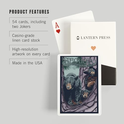 Lantern Press Black Bears en Sequoia, Baraja Poker 52 Cartas miniatura 3