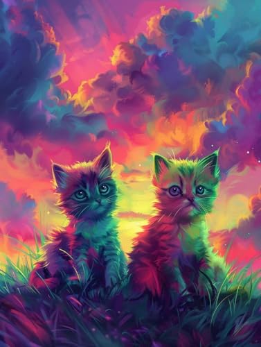 Cuadros para pintar por números adultos de gatos 90x120