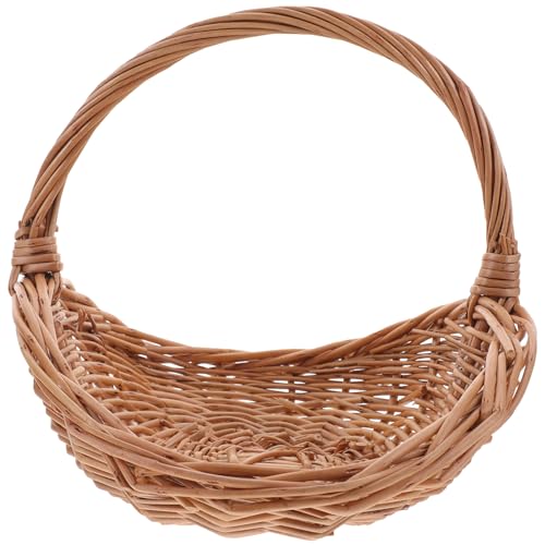 Toddmomy Wicker Rattan Handheld Basket - Farmhouse Rustic Flower Picnic