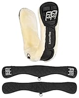 Equinate Kurzgurt Lakewood mit abnehmbaren synthetischem Lammfell 60cm - anatomischer Bauchgurt, Dressurgurt, Sattelgurt Schwarz