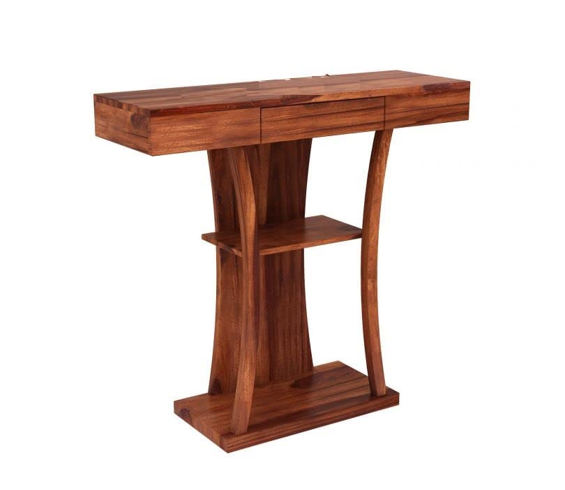 Image of SHYAM ART & CRAFT Solid Wood Corner Ladder Shelf for Living Room Wooden Floor Standing Corner (Honey)