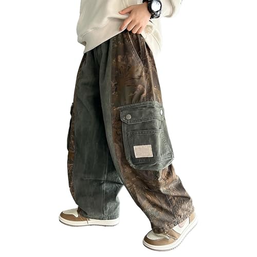 Jean en denim blanc pour garçon de 8 ans caractérisé par sa coupe décontractée Y2K