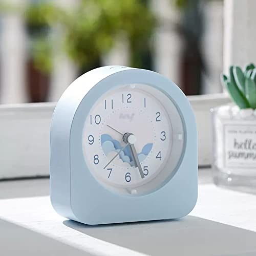 HHeaeR Despertadores Reloj Despertador analógico de 3 para niños, silencioso, sin tictac, retroiluminado, Funciona con Pilas for Dormitorio Despertadores de Mesilla (Color : A)