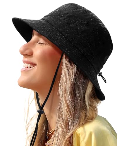 Image of Water-Resistant Bucket Hat for Women Men Rain Hat UPF 50+ Boonie Sun Hat Foldable Summer Floppy Fishing Safari Hats