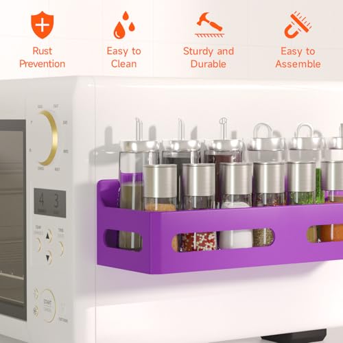 Image of Sevenblue 4-Pack Magnetic Spice Rack for Refrigerator with Hooks, Purple