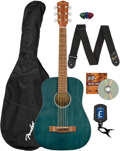 Fender 0971170187-COMBO-DLX Fa-15 3/4-Scale Kids Steel String Acoustic Guitar - Blue Learn-To-Play Bundle With Gig Bag, Strap, Picks, Fender Play Online Lessons cover