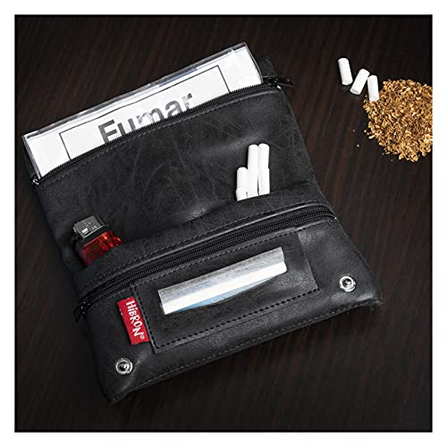 Miniatura 6 de Hibron Tabaquera Pitillera Funda Bolso Para Tabaco De Liar Cuero Estuche Para Tabaco De Liar, 58105 Negro