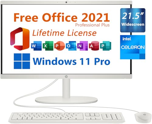 HP 2024 All-in-One Desktop, 21.5" FHD, Free Microsoft Office 2021 with Lifetime License, Intel 2-Core Celeron J4025 2GHz, 32GB DDR4, 1TB PCIe SSD, USB-C, Ethernet, Bluetooth, WiFi-6, Windows 11 Pro