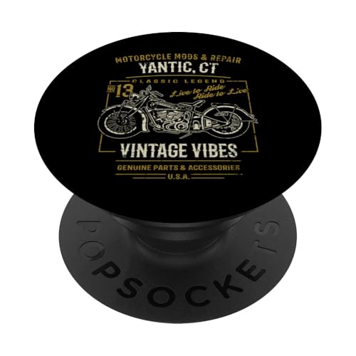 Yantic CT USA - Diseño de motocicleta estilo retro envejecido PopSockets PopGrip Adhesivo
