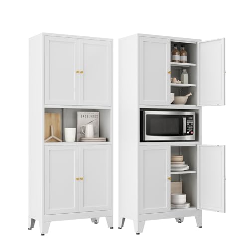 YNIQUESTLE 69" H Metal Pantry Cabinet with Open Shelf,13.78“Deep By