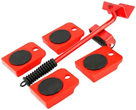 Furniture Lifter with 4 Pack Moving Sliders Heavy Furniture Roller Move Tools Max Up for 150KG/330 LB, 360 Degree Rotatable Pads (Red)