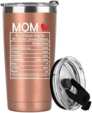 Gifts For Mom 20 Oz Stainless Steel Insulated Tumbler | Mothers Day Gifts | Birthday Gifts for Mom | Great Mother Gifts | Wife Gifts from Husband | Unique Best Mom Ever Gifts.(1-Rose Gold)