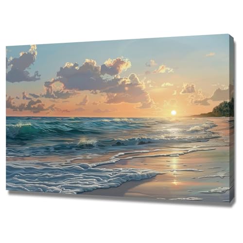 Tableau paysage marin moderne 50x70cm encadrée pour décoration murale de salon