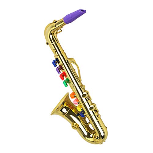 EXCEART Saxophone pour Enfants Saxophone Instrument de Musique avec 8 Touches de Couleur pour Les Enfants Débutants (Doré)