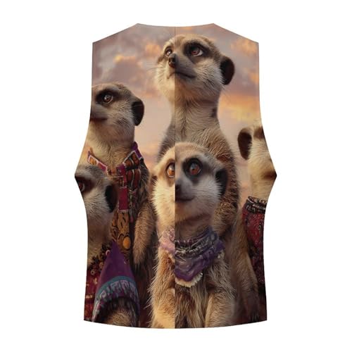 Meerkat Men's Suit Vest Slim Fit Business Dress Party Pattern Waistcoat Vest Top4