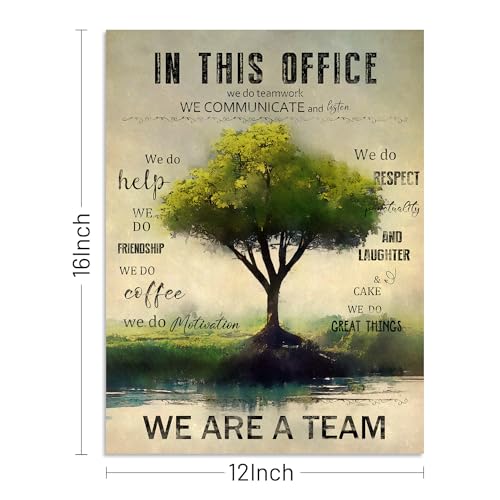 Wowgoomo Rustic Motivational Office Picture Wall Decor Teamwork Positive Quotes Artwork Vintage Green Tree Painting Framed Inspirational Poster Prints For Home Office Wall Decoration Aesthetic 12 Inchx16 Inch thumb #1