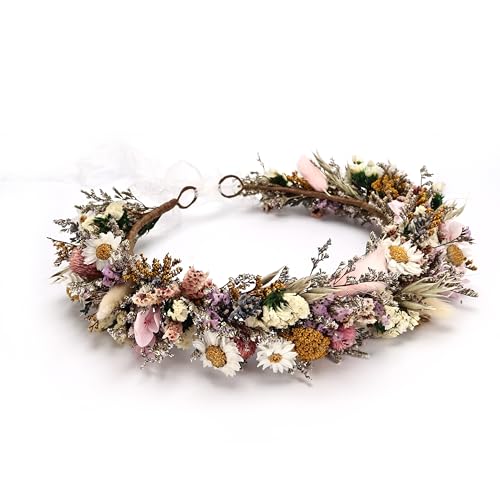 PoshMyra Preserved Dried Flower Crown for Girls...