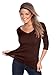Kavio! Women V Neck 3/4 Sleeve Top Brown XL