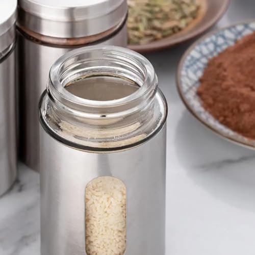 kit 8 Porta Condimentos Temperos Inox Potes Tempero para Cozinha Aço Inox 100ml Saleiros Porta Condi