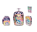 Kit Mochila Grande Com Rodinha Unicórnio Tênis Puket