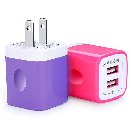 Charging Box, Charge Plug, Ailkin USB Wall Charger,Dual Port Rapid Speed Compact Universal USB Power Adapter Phone Charger Compatible with iPhone X/8/8 Plus/7/7 Plus/Samsung Galaxy/Nexus & More
