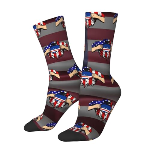 USA & Cape Verde Flag Chest America Adult Polyester Crew Socks Breathable Moisture-Wicking Athletic Running Gym32