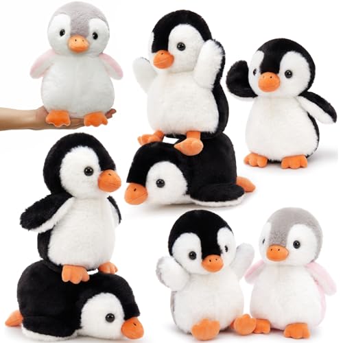 MaoGoLan 8 Pack Christmas Penguin Plush Toys 10 inch Arctic Stuffed Animals Bulk Stuffed Penguin Party Favors Classroom Decorations Valentine's Day Birthday Gifts for Kids Girls Boys