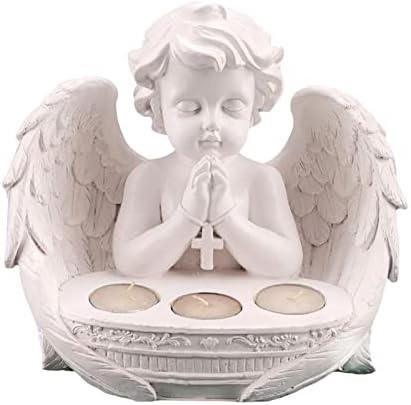 Angel Candle Holders | Resin Angel Tealight Holder, Prayer Cherub Angel Statue Votive Candle Holders | Lovely Angel with Wings Table Decor for Living or Dining Room Table, Gifts Ainichi