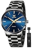 OLEVS Mens Watches Stainless Steel Waterproof Date Analog Quartz Watch Classic Luxury Dress Luminous Wrist Watches for Men