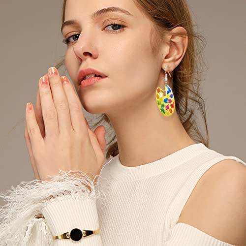 Tianbangshi Unique Lightweight Wood Artist Paint Brush Drop Earrings Colorful Paint Palette Charm Dangle Earrings For Women Girls Painter Art Teacher Jewelry Gifts (Color Palette) #TOP4