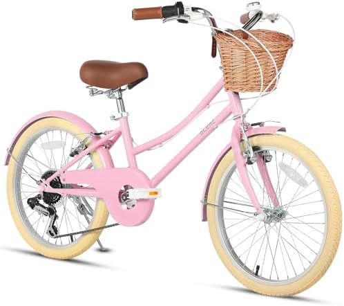 Glerc Missy 20″ 24″ 26″ inch Girl Cruiser Shimano 6-Speed Hybrid City Bicycle for Youth Over 6 Years Old with Wicker Basket & Lightweight, Multiple Colors