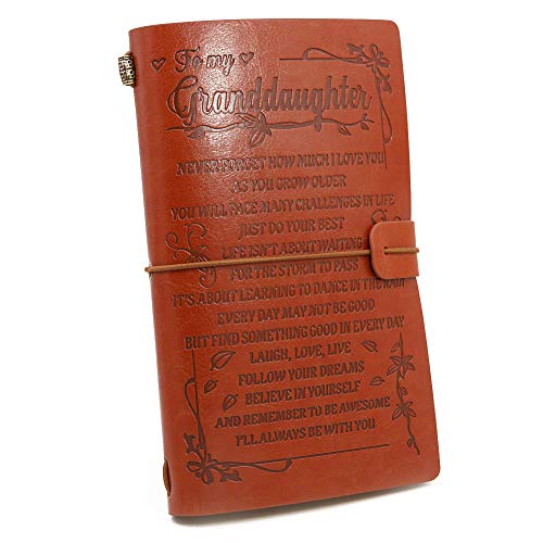 Journal en cuir A6 To Granddaughter rechargeable avec embossage artisanal