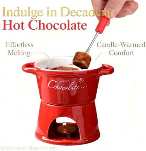 Multi-Functional Ceramic Fondue Mug, Chocolate Melting Mug with Candle, Mini Fondue Cup with 10pcs Candles, Perfect Romantic Gift for Couples, Birthday or Valentine (White,Style A) - 5