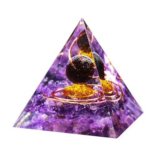 YESTARTDS 1.96' Grandes Pirámide De Energía Positiva Piramide De Amatista per Decoracion Par a Casa Pirámide Cristales para Curación Meditación Yoga Orgón Pirámide Salud para Yoga Oficina Decoración