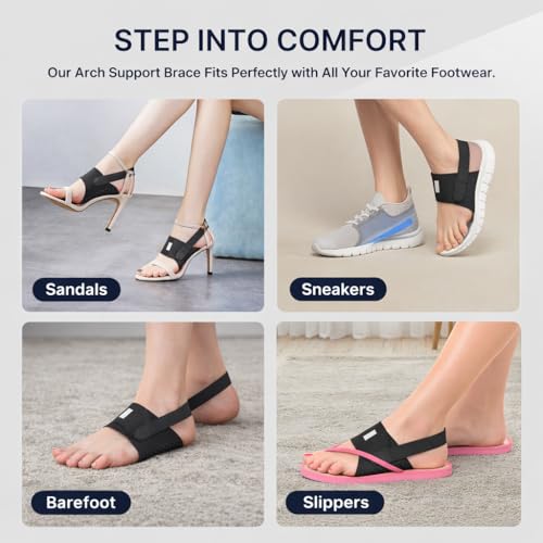 Fit Geno Arch Support Brace for Plantar Fasciitis, Heel & Foot Pain Relief – Adjustable Compression Wrap with Gel Cushion for Flat Feet & Fallen Arches, Non-Slip Support for Men & Women — view 5