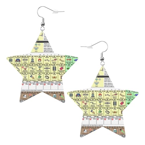 JOYXEONA Boucles d'oreilles pendantes en cuir pour femme avec tableau périodique des éléments, taille unique, Polychlorure de vinyle