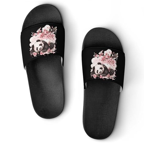 Sleeping Panda Cherry Flowers House Sandals Non-Slip Bathroom Slippers Beach Summer Shoes for Men Women