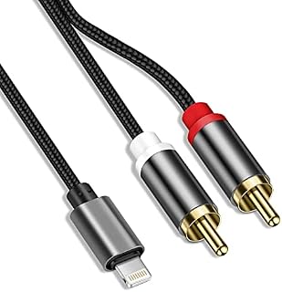 Lightning to 2-Male RCA cable, RCA to IOS Adapter Audio Stereo Aux Cord Compatible with iPhone 12 11 X XR XS MAX 8 7 S Plus Pad Pro Mini Air Pod Touch for Home Car Speakers Amplifier (1M/3.3ft)