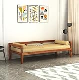 TG Furniture Sheesham Wood Backless Divider Natural Finish Daybed Three Seater Sofa For Living Room (Brown)
